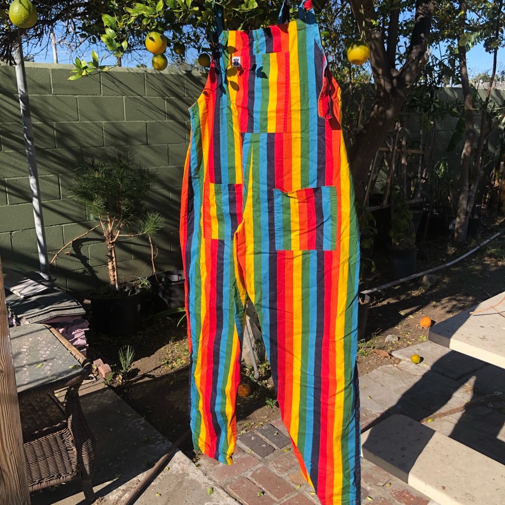 Rainbow stripe Lucy & Yak Dungarees size medium 30 - old sizing